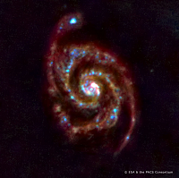 Test image of M51 galaxy acquired by PACS instrument